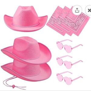 Pink Cowboy Hat and Accessories Set (set of 9)